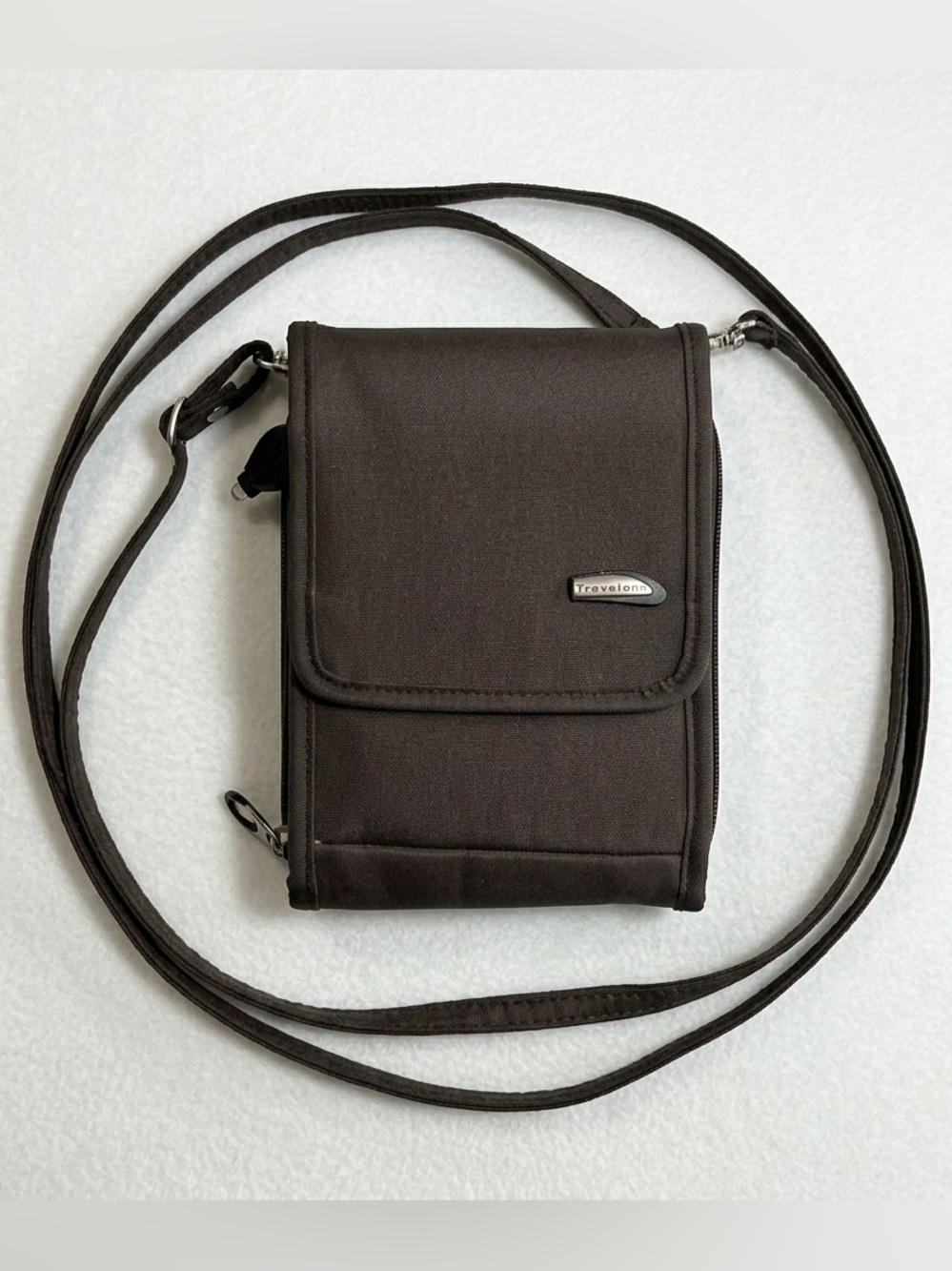 Travelon Anti-Theft Crossbody Bag Brown Travel Wallet Passport Organizer Pouch